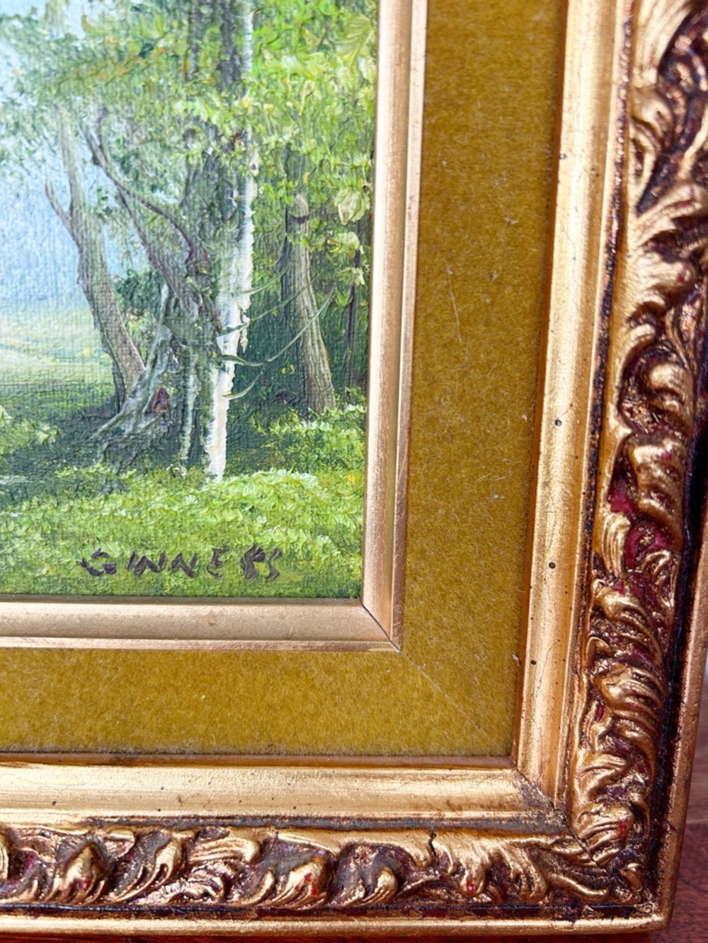 Vintage Framed Landscape Oil Painting Signed Original Painted Wood Frame - Picture 4 of 5